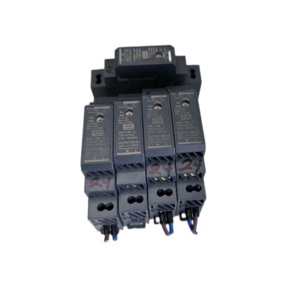3pc MEAN WELL HDR-15-24 POWER SUPPLY 100-240VAC 0.5A 24VDC 0.63A